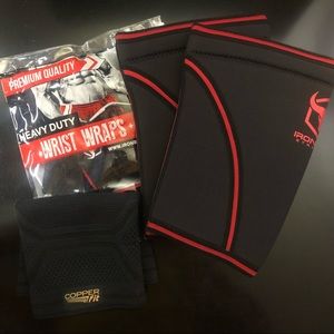 Iron Bull Knee Sleeves, Lifting Straps, and Copper Fit Knee Sleeve Bundle